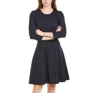 ELIZA J Dress Navy Cocktail Formal Business Wedding Pleated Long Sleeve NWT SZ 6